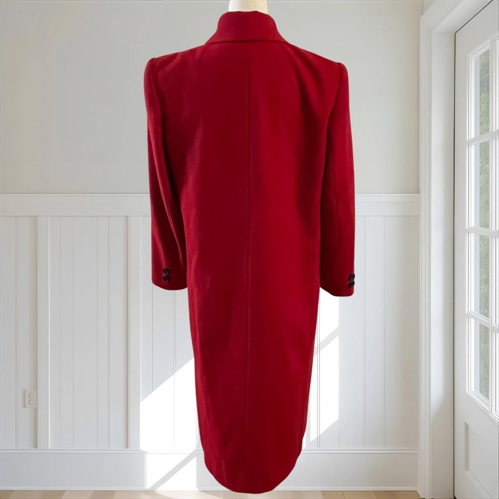 ADOLFO CLASSICS Vintage 90s Red 100% Wool Double Breasted Long Coat 8P Ukraine - Picture 7 of 12
